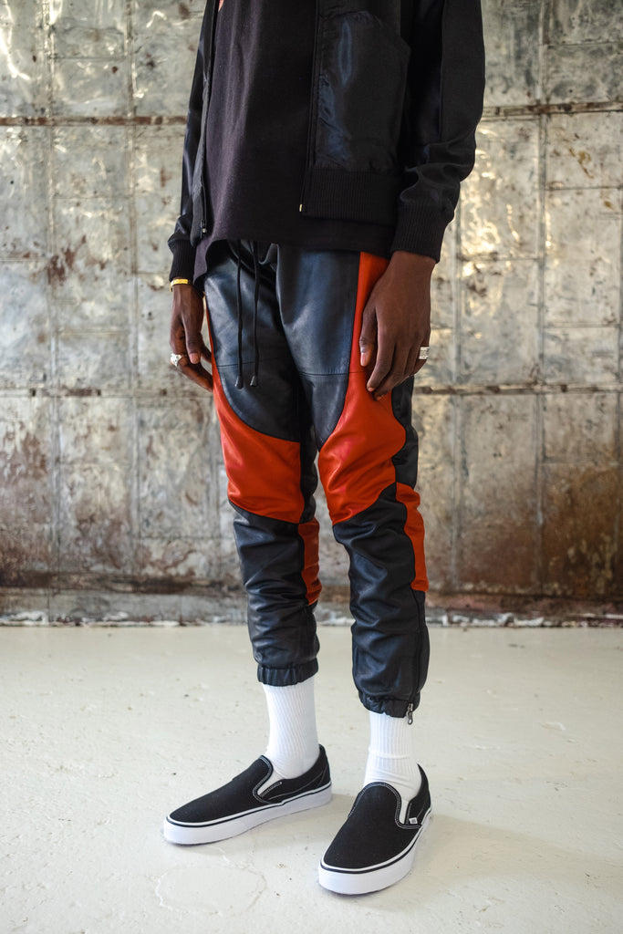 H E I R S 'SkyDweller' Leather Legacy Track Pants (Bred)